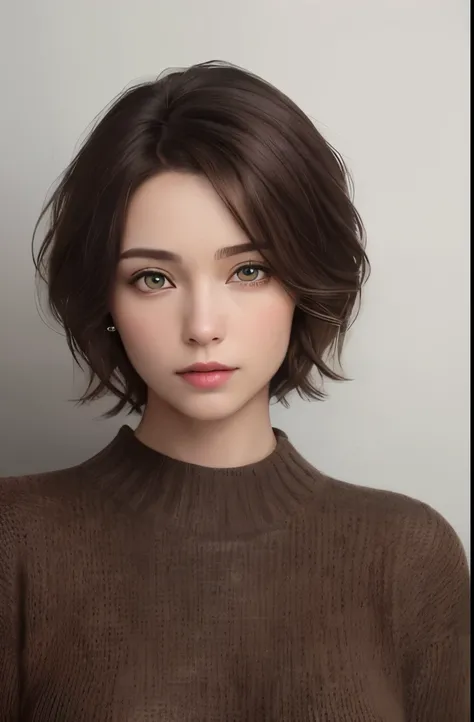 (Representative works:1.3), (8K, photorealistic, RAW photo, Highest image quality: 1.4), (30 year old mature woman）、beautiful face, (realistic face), (dark brown hair、short hair:1.3), beautiful hairstyle, realistic eyes, beautiful detailed eyes, (realistic...