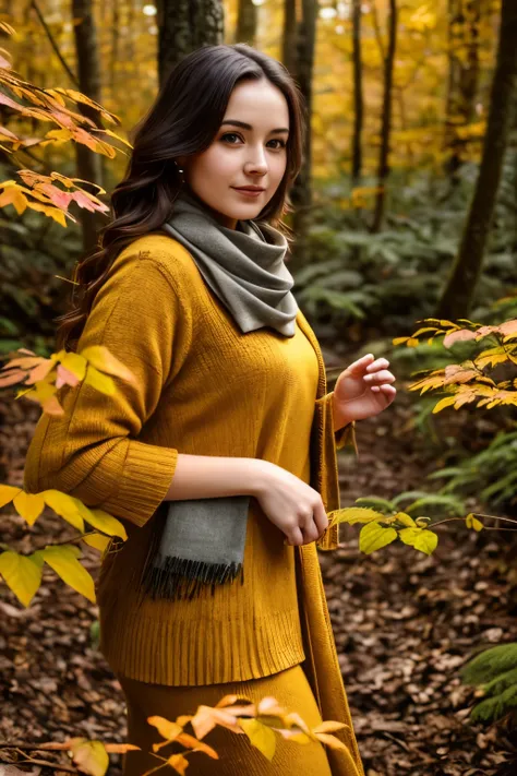 (best quality:1.2), ultra high res, (photorealistic:1.4), great textures, ultra high res, (realistic:1.3),
In the golden glow of an autumn forest, a woman in a flowing scarf skillfully captures the essence of the season with her camera. The leaves, with th...