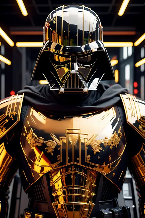 imagine the darth vader gundam in the style of ultra hd animation (roman face plate) black plating