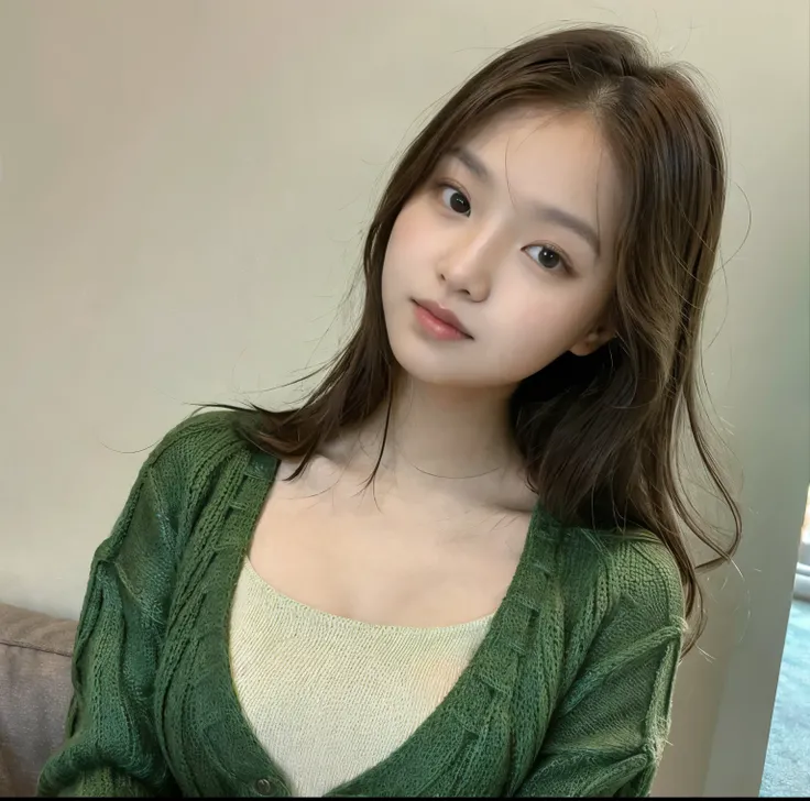 Arafe Asian woman in a green sweater posing for a photo, gorgeous young korean woman, beautiful south korean woman, korean girl, beautiful young korean woman, korean woman, Lovely lady, young and cute girl, good young girl, beautiful asian girl, Choi Hong ...