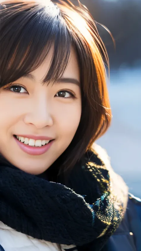 highest resolution, 32l,Masterpiece: 1.3), Japanese MILF, A photograph of a woman, sexy: 1.1, Good eyes, Slender figure, realistic teeth, Double eyelids, smile, medium shot, best quality, details, beauty, nighttime, light, winter,use DSLR