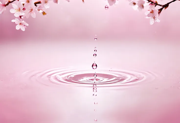 quality, 8k ultra hd, petals dance magically in the water droplets、create an image depicting beautiful tear-shaped water droplet...