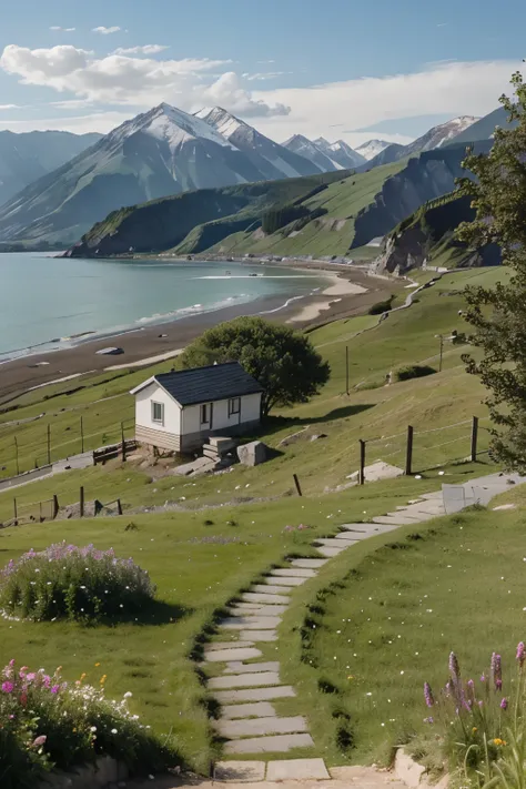 Just one small house by the sea, surrounded by mountains, plains, meadows, springs, landscapes