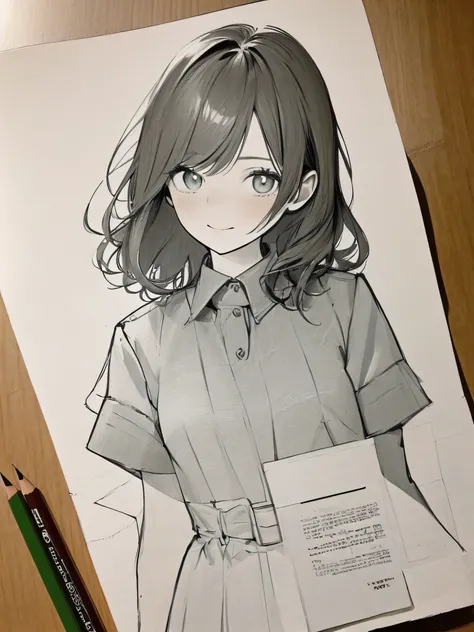 masterpiece,high quality,美しい壁paper,16k,photo taken,sketch, ひだまりsketch,((paper)),paperを持ってください,((paperにビキニの女の子を描く)),pencil,