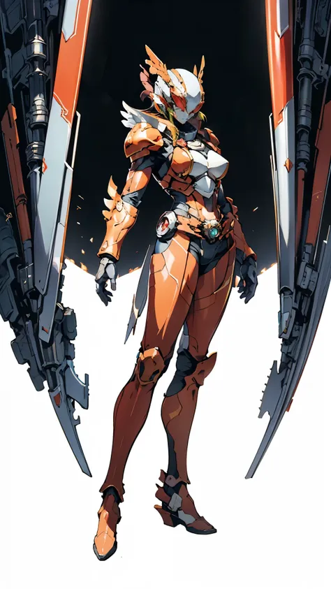 A woman adorned in fantasy-style full-body armor, a crown-concept fully enclosed helmet that unveils only her eyes, a composite layered chest plate, fully encompassing shoulder and hand guards, a lightweight waist armor, form-fitting shin guards, the overa...