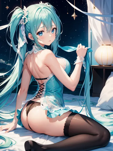 (1 girl),(high quality), (High resolution), (extremely detailed), (8K),(focus on lower body),(CG)、goddess of the sea、goddess outfit、transparent costume、blue dress、Magic Mentor、sexy panties、(black knee high stockings:1.2)、nipple shape、No shoes、neutral white...