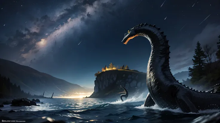 night，loch ness monster，Shocked