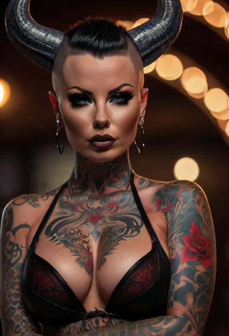 4k highly detailed realistic digital extremely high quality RAW photograph, (a portrait photo of Christy Mack as a fantasy succubus), (beautiful and detailed eyes: 1.1), busty, bimbo, seductive, sexy, large breasts, epic, hyperrealistic, hyperrealism, 8k, ...