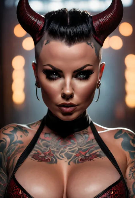 4k highly detailed realistic digital extremely high quality RAW photograph, (a portrait photo of Christy Mack as a fantasy succubus), (beautiful and detailed eyes: 1.1), busty, bimbo, seductive, sexy, large breasts, epic, hyperrealistic, hyperrealism, 8k, ...