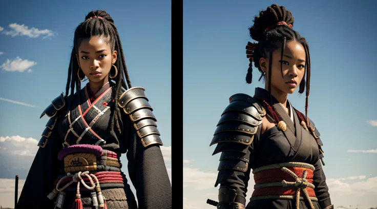 black woman, samurai clothing, Samurai armor, dreadlocks, Ron&#39;s 