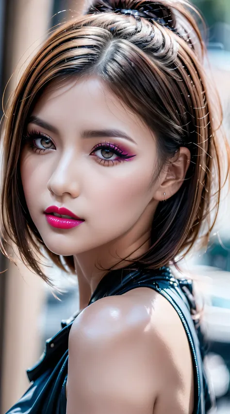 ((perfect round eyes))、dressed, (photo realistic:1.65), (realistic:1.65), (smoother lighting:1.05), (increase cinematic lighting quality:0.2), 32K, (1girl:1.4) 21years old、fashion supermodel、realistic lighting, backlighting, light on face, ray trace, (brig...