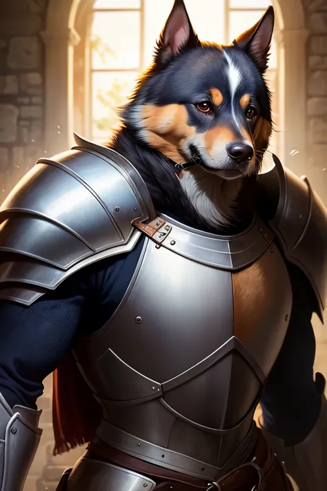 Human-faced dog knight