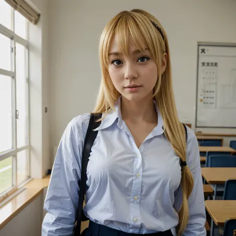 Blonde anime school girl 