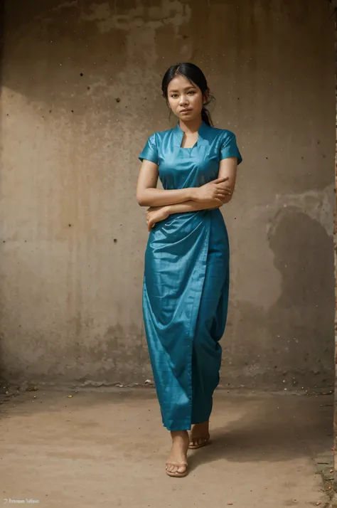 burmese woman. local dress.