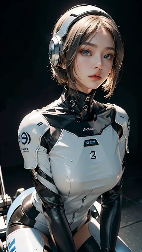 25 year old woman,Highest image quality, outstanding details, ultra-high resolution, (realism: 1.4), the best illustration, favor details, highly condensed 1girl, with a delicate and beautiful face, dressed in a black and silver mecha, wearing a mecha helm...