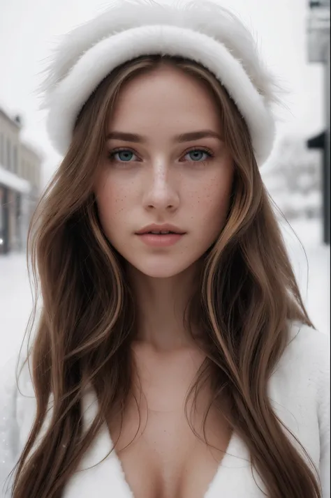 proFessional photograph estilo david hamilton oF a gorgeous Norwegian girl nude, exposed , perfect hd nipples, with long wavy blonde hair, sultry Flirty look, (Freckles), gorgeous symmetrical Face, Lindo maquillaje natural, naked body, Fashion gorro, ((De ...