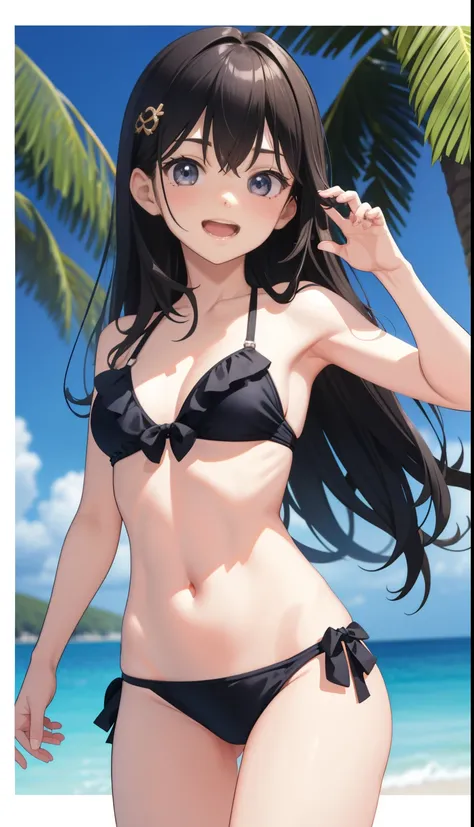 1 girl、As an adult、reality的な、reality、３Ｄ、laughter、swimsuit、another、かわいいswimsuit、bikini、loincloth、（）、upper body portrait、