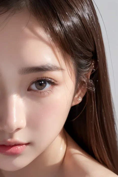 (highest quality、8k、32k、master piece、UHD、:1.2)、super detailed face、detailed eyes、detailed skin、mouth close-up、(shine a light on the skin)、22 year old cute Japanese woman、(very shiny skin)、cheeks with high moisture content
