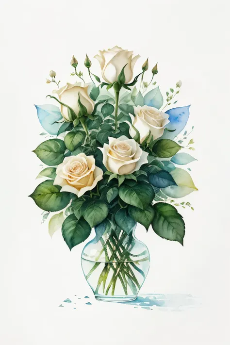 In this exquisite and seamless design, white roses bloom generously on a textured cream background, evoking a vintage watercolor aesthetic. The roses are soft and delicate, each petal displaying intricate veins and subtle shading that mimics the natural wo...