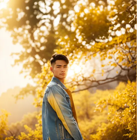 yellow colours Denim jacket 