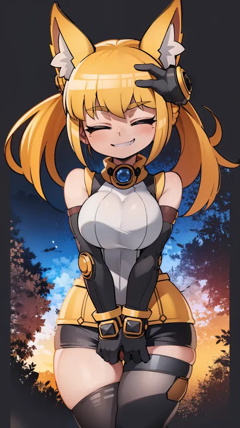 best quality, masterpiece, solo, 1girl,  furry, portrait, anthropomorphic female Fox, punk outfit, torn clothes, anthro, smug smile, half-closed eyes, looking at the viewer ((perfect hands)) ((thicc)) ((armor helmet)) ((knee pads)) ((gloves)) ((face armor)...