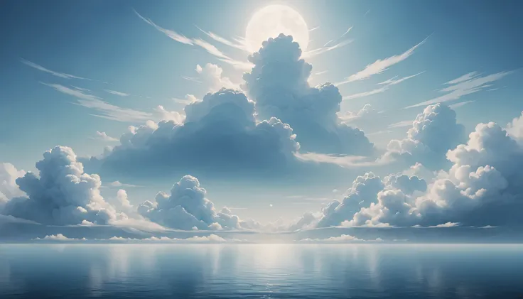 chinese background，minimal style，The Big Scene，Scenery of calm sea of clouds，Contains opera elements..，A small number of auspicious cloud patterns，high quality，optimal，White tone is the main color..，flat viewing angle，very crunchy，faint