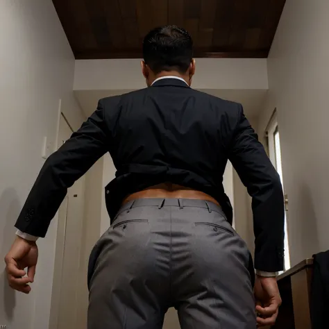 Suit buisness latino man show his boxers back ass