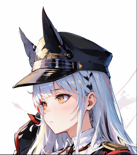 profile,wear、anime girl wearing hat and cigarette, from girls frontline, fine details. girls frontline, girls frontline style, g...