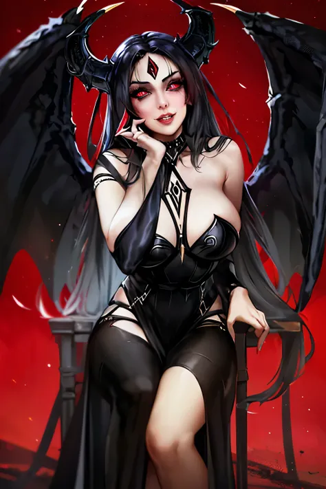 gothic woman with black wings, spread her legs, against the background of the battle of demons and angels, beautiful succubus, succubus, succubus in tight short dress, succubus in sundress portrait, succubus | medieval, demon girl, demoness, artgerm detail...