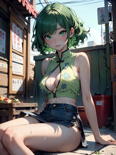 Girl YouTuber,(((1個Giant Breast Girl))),((extremely 可爱of and beautiful green curly-haired girl)),

(Short chest:1.4),(((green curly hair:1.35,very curly hair,Colored inner hair,ear breathing,Short hair details))),(((green eyes:1.3))),复杂of眼睛,美丽细致of眼睛,Symmet...