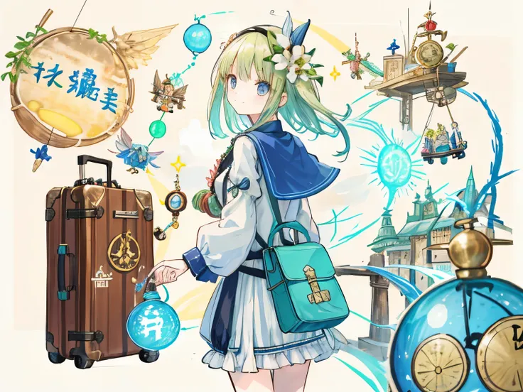 look back、road of travel、Barentheses、cheerful girl、paradise、Traveling Girl、Alchemist、big bag and magic wand、have lots of test drugs、detailed、magic stone hair ornament、smile、Lots of luggage、Banzai、bye bye、the last journey、Atelier series、game