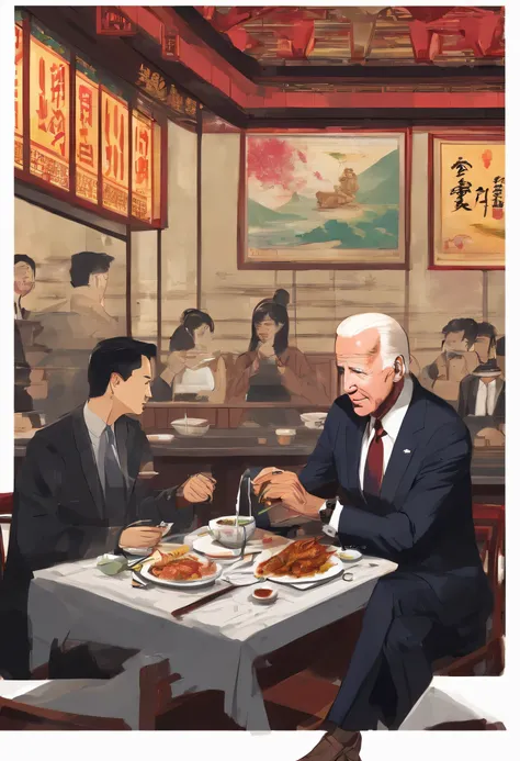 Joe Biden wore a black suit and ate roast duck at a Chinese restaurant in Beijing, China,