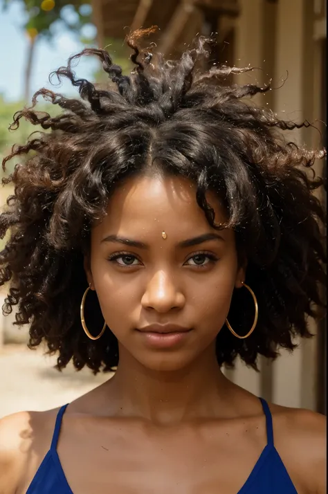 African woman, afro hair, beautiful, natural skin, blue eyes