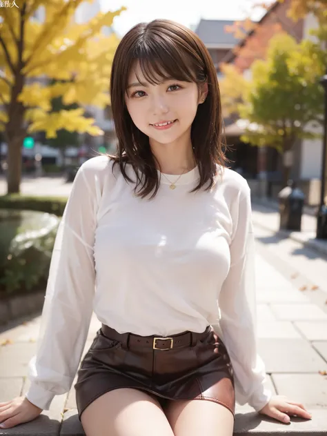 In 8K,highest quality:1.4, ultra high resolution:1.5, (realistic:1.4),masterpiece:1.2,(highest quality:1.4)、 RAW photo、(background is blurry), Park Dates、full body shot:1.5、 1 Japanese girl, cute, (alone), (big smile), smooth skin、(30 years old:1.4)、stand、...