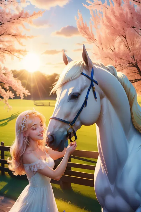 In the sun-kissed town of Meadowville once lived a radiant girl named Lily, her enchanting smile reflecting the blissful surroundings. Beside her, her magical horse, a creature of brilliant hues and ethereal grace, was a sight to behold. In this captivatin...