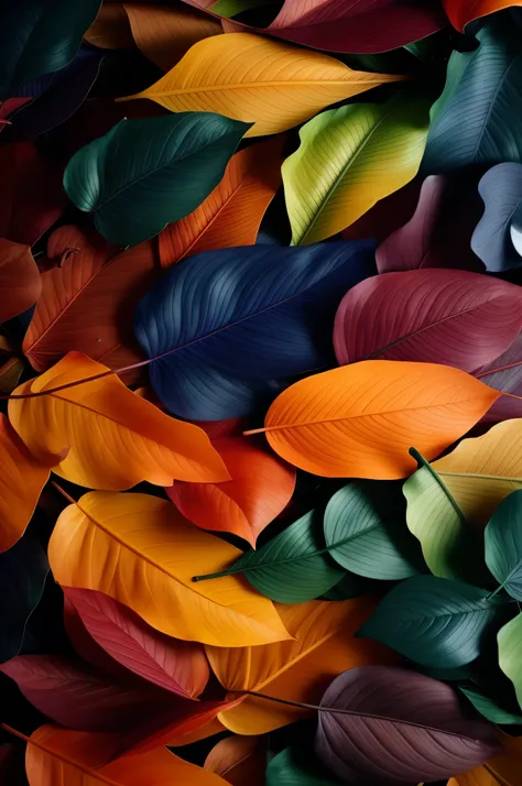 a close up of a bunch of colorful leaves on a table, colorful leaves, color leaves, rich colourful, vibrant and rich colors, vibrant foliage, colourful artwork, nature colors, rich colors, full of colors and rich detail, full of colors, vibrant colors, vib...