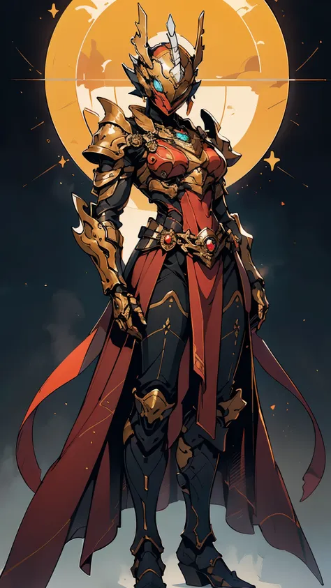 a woman adorned in fantasy-style full-body armor, a crown-concept fully enclosed helmet that unveils only her eyes, a composite ...