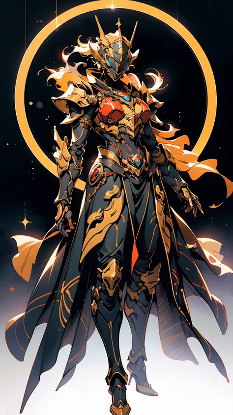 a woman adorned in fantasy-style full-body armor, a crown-concept fully enclosed helmet that unveils only her eyes, a composite ...