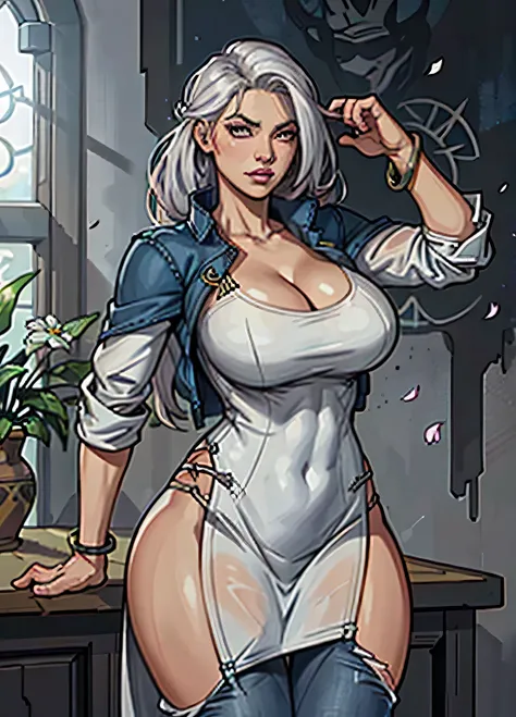 Stil ::2.0 Comic-Illustrationsstil,Tattoo-Stil , Comic-Stil ,Ashley Alexiss Argentinien  ,beautiful woman with long hair, sehr detailliert, (beautiful and clear background:1.2),, Fantastic paintings ,Graphit-Stil,  Blumen, sehr detaillierte Augen , a white...