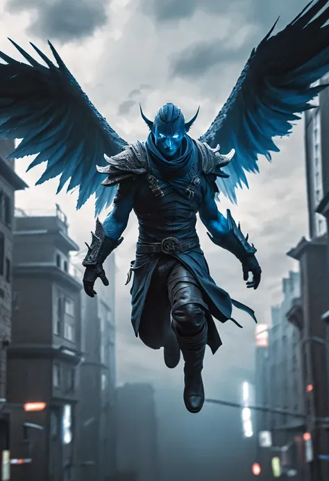 actual photo of raziel (flight:1.3) in dark city, dark fantasy style, ,high resolution, (detailed actual image:1), crazy details...