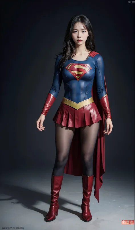 no background、(((Legally Express Your Suffering Beauty)))、((((Make the most of your original images)))、(((supergirl costume)))、(((beautiful hair)))、(((suffering)))、(((Beautiful legs must wear black tights)))、(((must wear red boots)))、((best image quality、8...