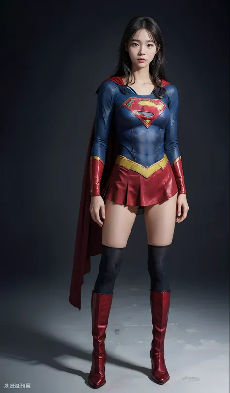 no background、(((Legally Express Your Suffering Beauty)))、((((Make the most of your original images)))、(((supergirl costume)))、(((beautiful hair)))、(((suffering)))、(((Beautiful legs must wear black tights)))、(((must wear red boots)))、((best image quality、8...