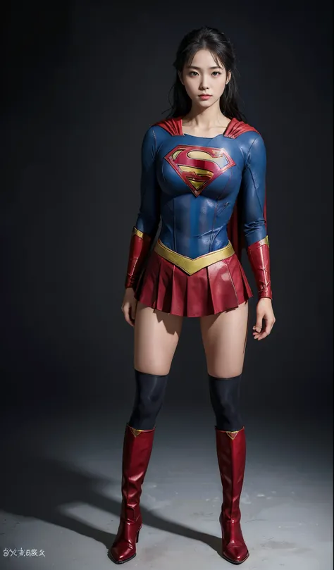 no background、(((Legally Express Your Suffering Beauty)))、((((Make the most of your original images)))、(((supergirl costume)))、(((beautiful hair)))、(((suffering)))、(((Beautiful legs must wear black tights)))、(((must wear red boots)))、((best image quality、8...