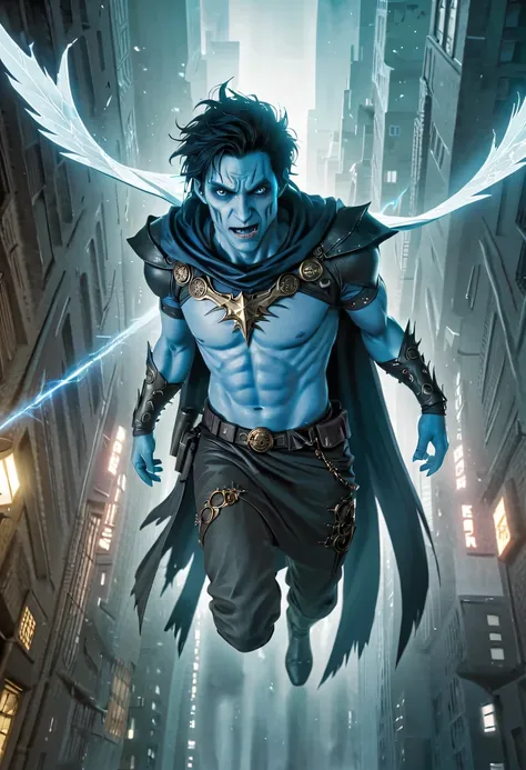 actual photo of raziel (flight:1.3) in dark city, dark fantasy style, ,high resolution, (detailed actual image:1), Crazy details, soft, hero, (expressive face, Detailed face:1), (actual:1), (photoactual, photo-actual:1), full color, (3d:1), (Very detailed:...