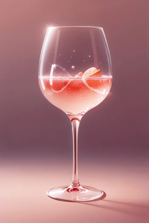 a glass of rosé wine, simple background, pink, яскраво pink
