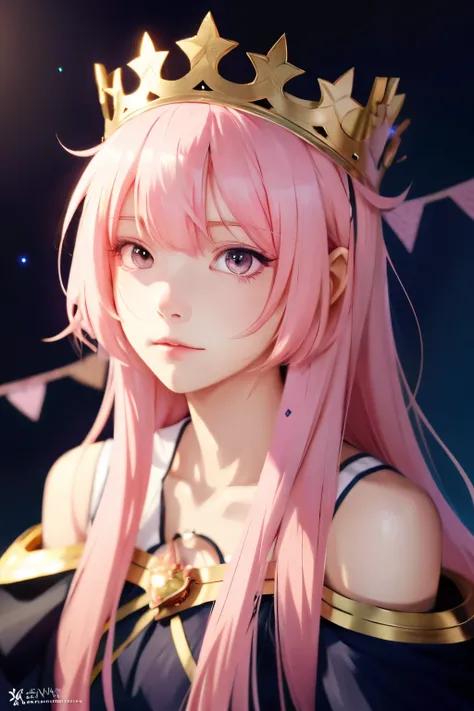 
anime girl with pink hair and a crown on her head, a portrait by Shitao, pixiv, mingei, ayaka genshin impact, waifu, guweiz, kawacy, kawaii realistic portrait, artwork in the style of guweiz, from the azur lane videogame, official artwork, magic heart, ni...