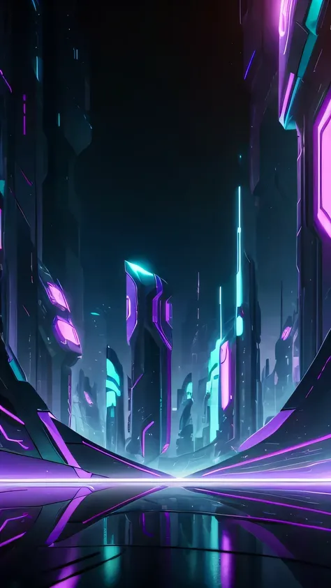 generar un fondo de estilo futurista. Los colores predominantes deben ser el violeta., neon, morado y negro. La portada debe transmitir una sensación de innovation y tecnología de criptomonedas de vanguardia.. Include elements such as neon lights, futurist...