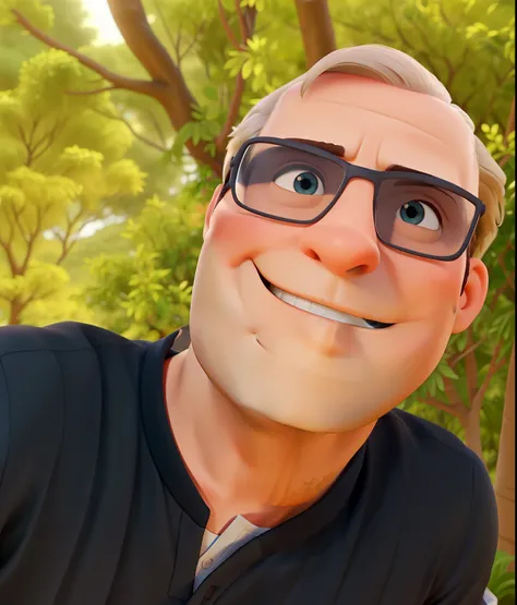 um homem branco sem cabelo, rosto redondo, estilo disney pixar, alta qualidade, melhor quaalidade