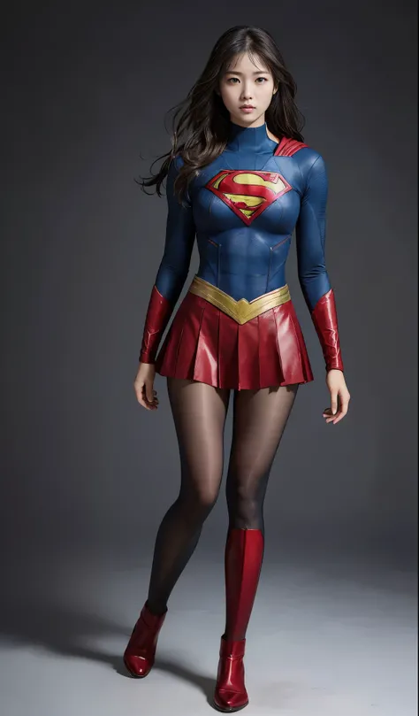 no background、(((Wear black tights on your beautiful legs.)))、(((Legally Express Your Suffering Beauty)))、((((Make the most of your original images)))、(((supergirl costume)))、(((beautiful hair)))、(((suffering)))、(((Black tights must be worn on the legs)))、...