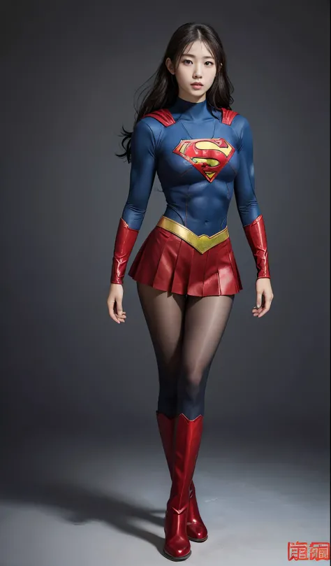 no background、(((Wear black tights on your beautiful legs.)))、(((Legally Express Your Suffering Beauty)))、((((Make the most of your original images)))、(((supergirl costume)))、(((beautiful hair)))、(((suffering)))、(((Black tights must be worn on the legs)))、...